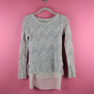 Lucky Brand White and Silver Tunic Sweater - Sz. S